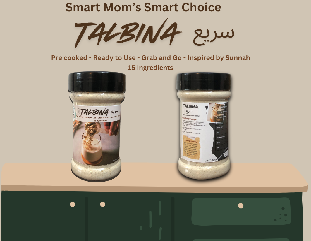 Talbina – Instant Barley Porridge | Pre-Cooked and Ready to Use Talbina Recipe Smart Mom's Choice Talbina – Pre-cooked, ready-to-use instant barley porridge with 15 ingredients, inspired by Sunnah, available for quick and nutritious meals.