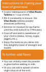 Instructions for preparing Talbina Barley Porridge with Vital Roots Talbina powder, milk, and sweeteners, a healthy and nutritious recipe.